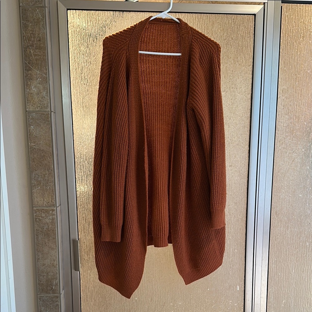 Rust Open Front Cardigan Sweater